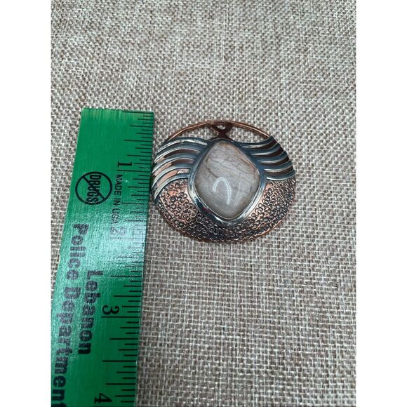 Artisan Copper & Silver-Tone Pendant with Polished Jasper Stone - Picture 5 of 7